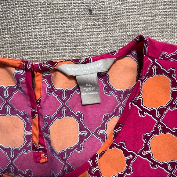 Banana Republic XL Pink & Orange Printed Sleeveless Tunic Bright Print Soft - Picture 3 of 5